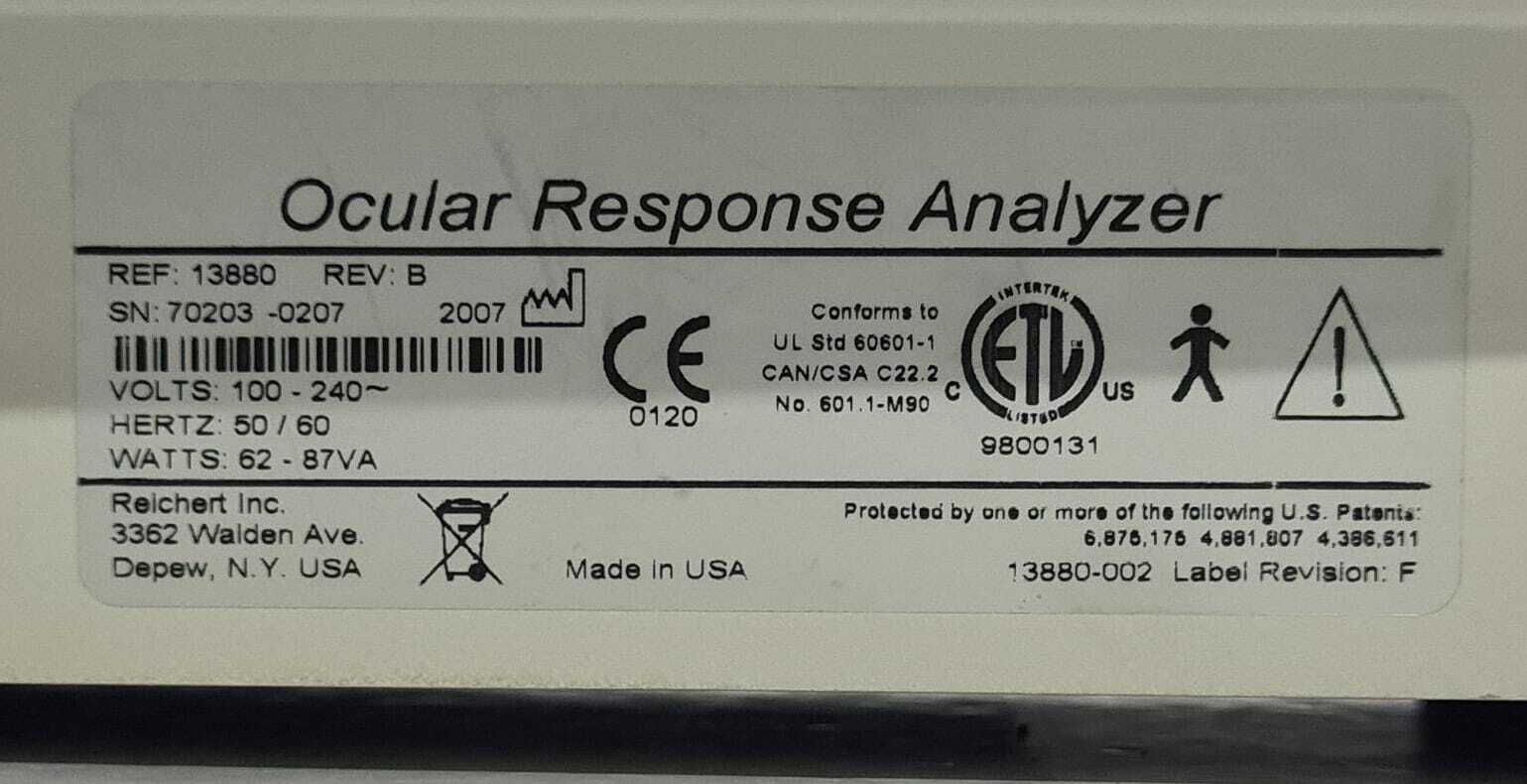 Reichert Ocular Response Analyser (ORA) REF 13880 Rev B , Tonometer Pachymeter