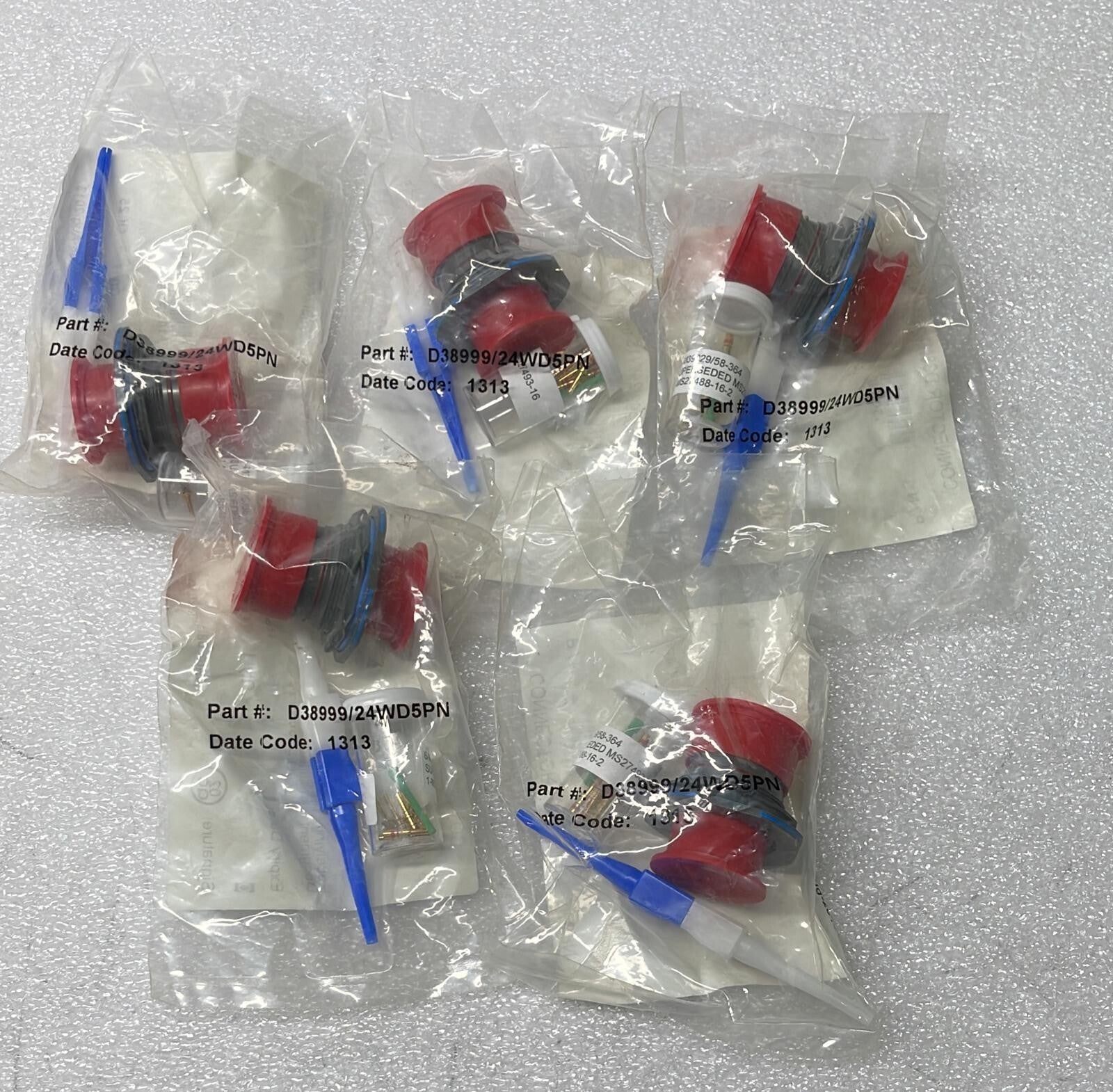 Amphenol D38999 24WD5PN circular MIL spec connector set of 5