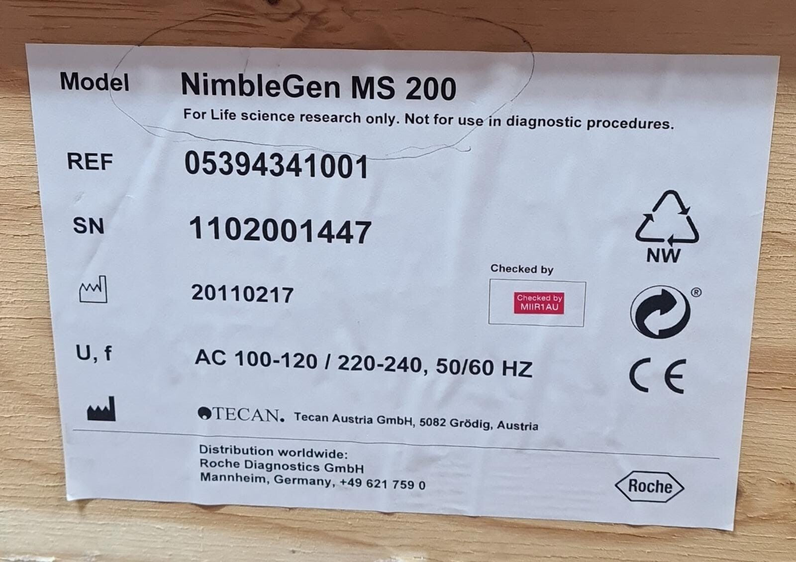 NEW - ROCHE NimbleGen MS 200 MICROARRAY DETECTION SCANNER 05394341001