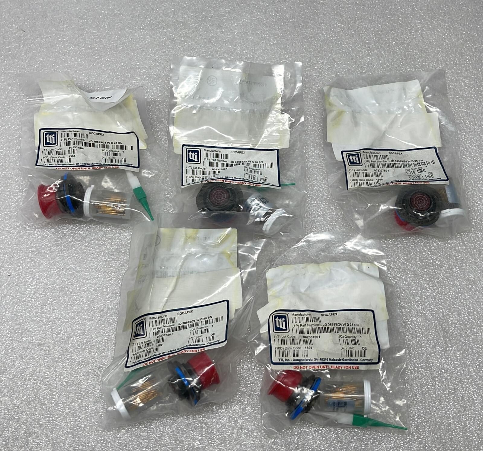 [LOT OF 5] TTI Scoapex JD38999/24WD35SN MIL SPEC Connector