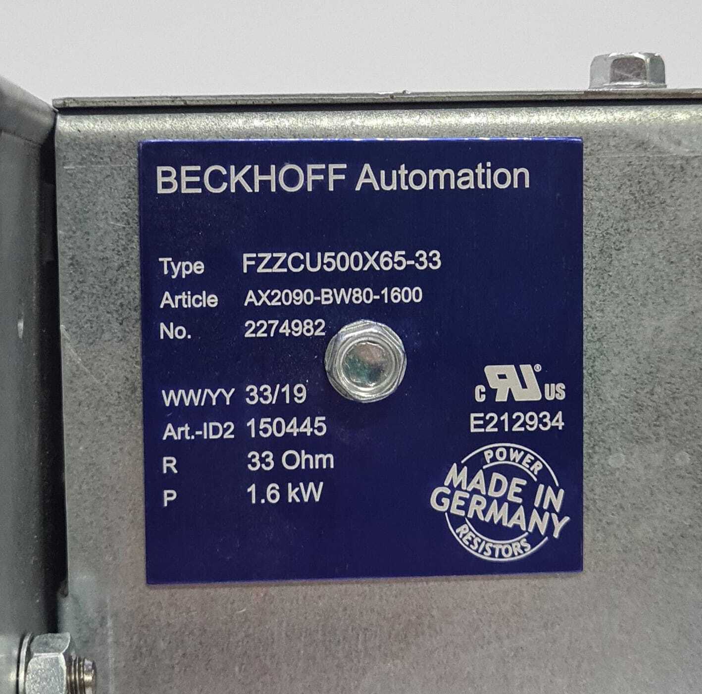 BECKHOFF AX2090-BW80-1600 FZZCU500X65-33 External Brake Resistor 33 Ohm 1.6kW