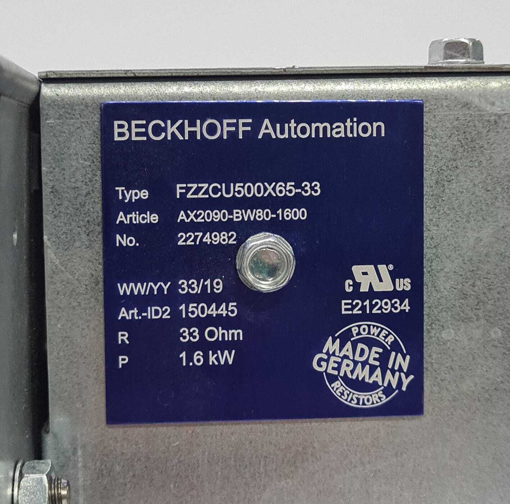 BECKHOFF AX2090-BW80-1600 FZZCU500X65-33 External Brake Resistor 33 Ohm 1.6kW