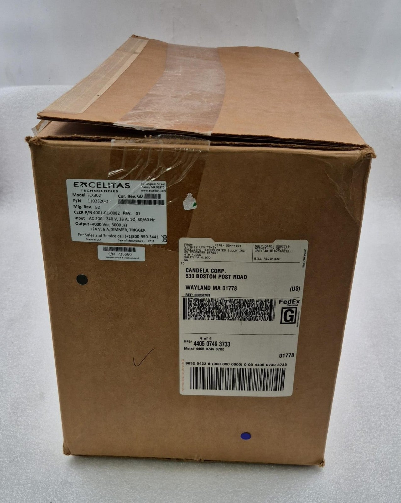 EXCELITAS TLX302 1102320-2 4001-01-0082 Power Supply HVPS 200-240V for Candela