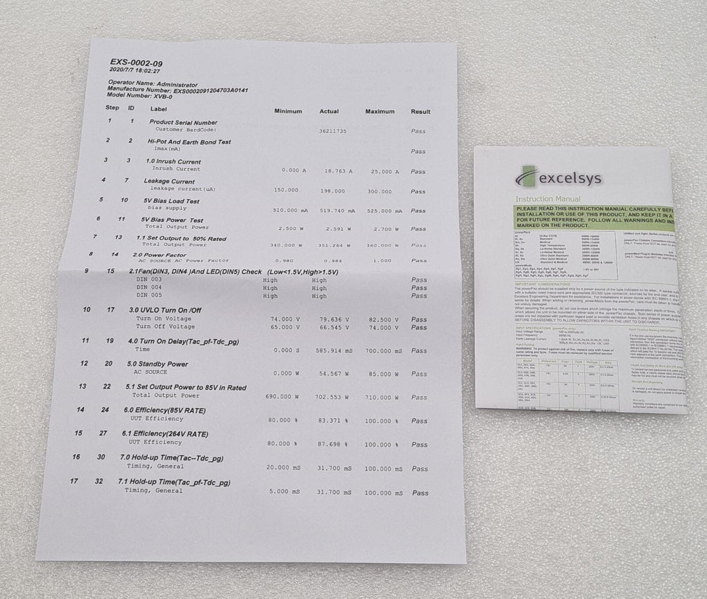 NEW - EXCELSYS XVB Power Supply XVB023444P01A