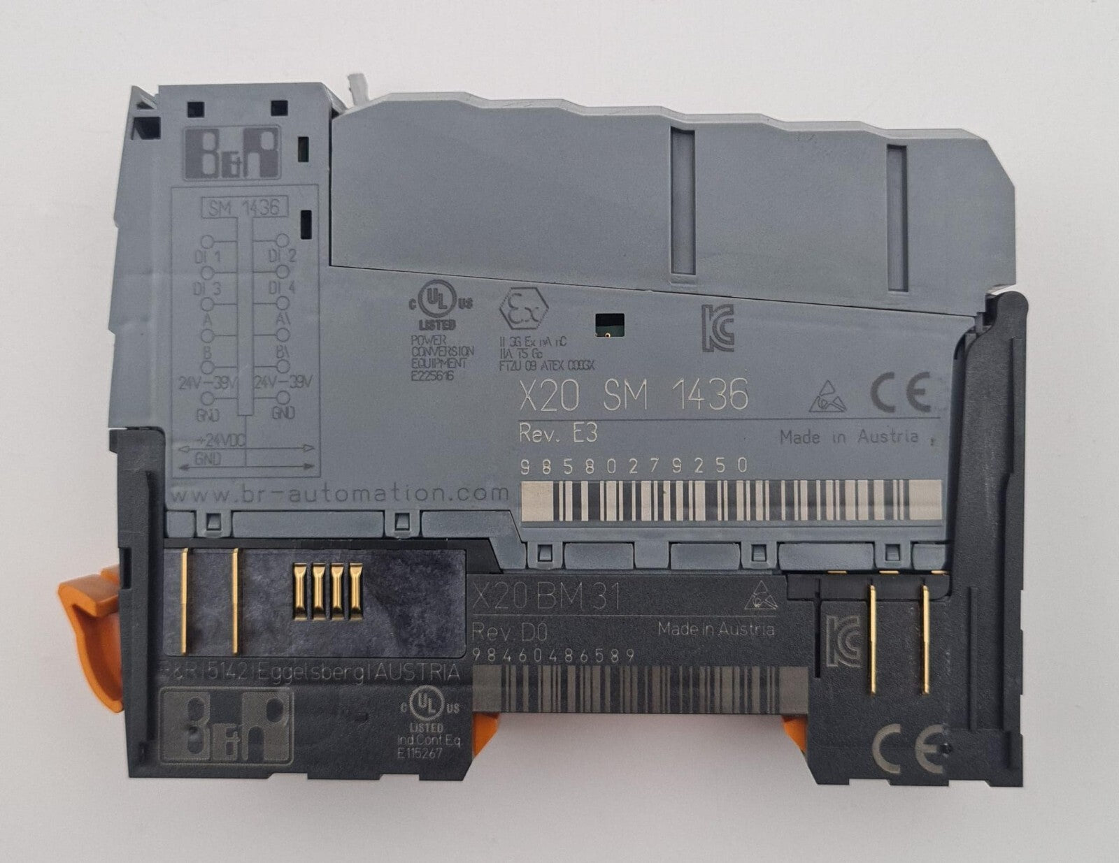 B&R Automation X20 SM 1436 Digital Stepper Engine Module & X20 BM 31 Base