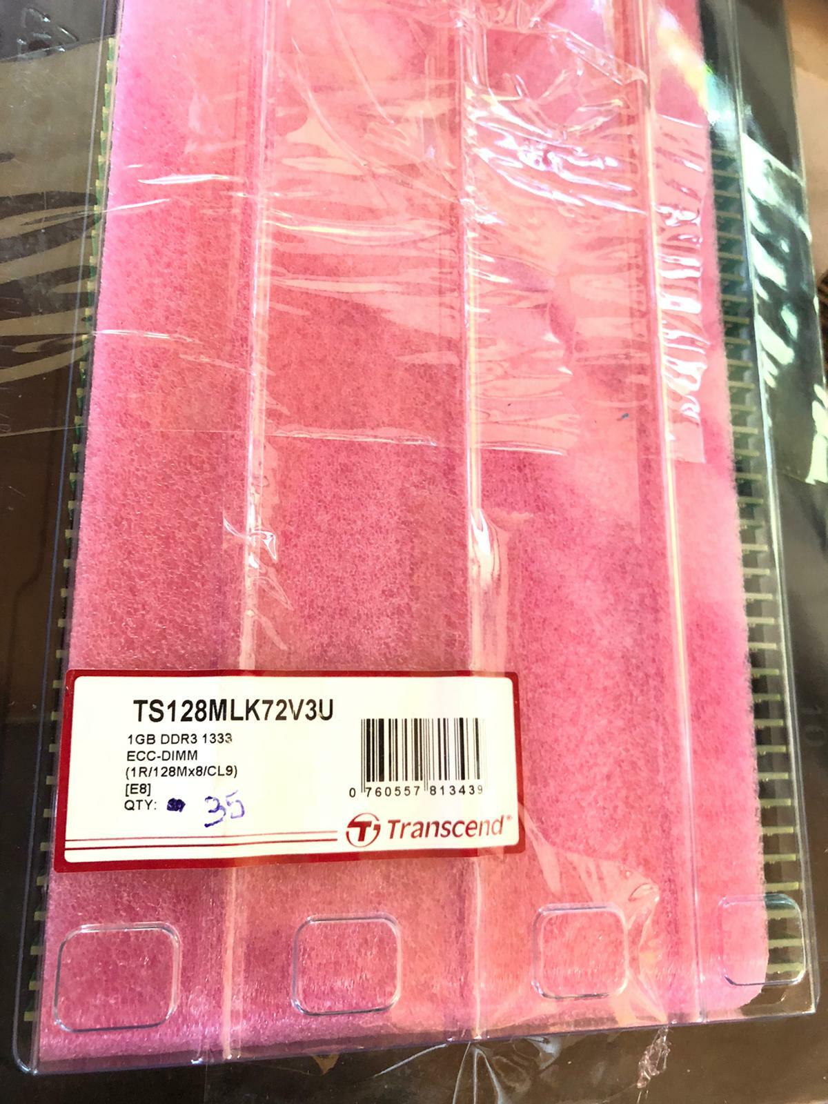 Lot of 35 - Transcend TS128MLK72V3U PC3-10667U 1GB Memory (1333 MHz, DDR3) 35Pcs