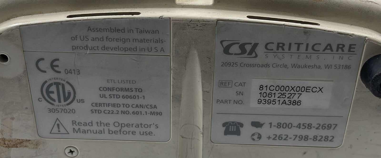 CSI Criticare Systems CSI8100 Monitor **AS IS