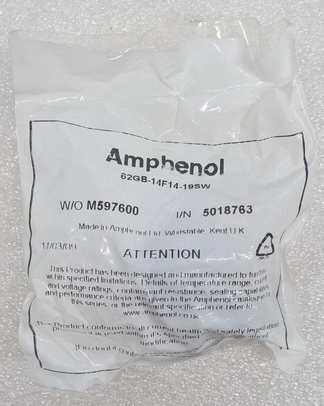 [LOT OF 11] NEW SEALED - Amphenol 62GB-14F14-19SW Circular MIL Spec Connector