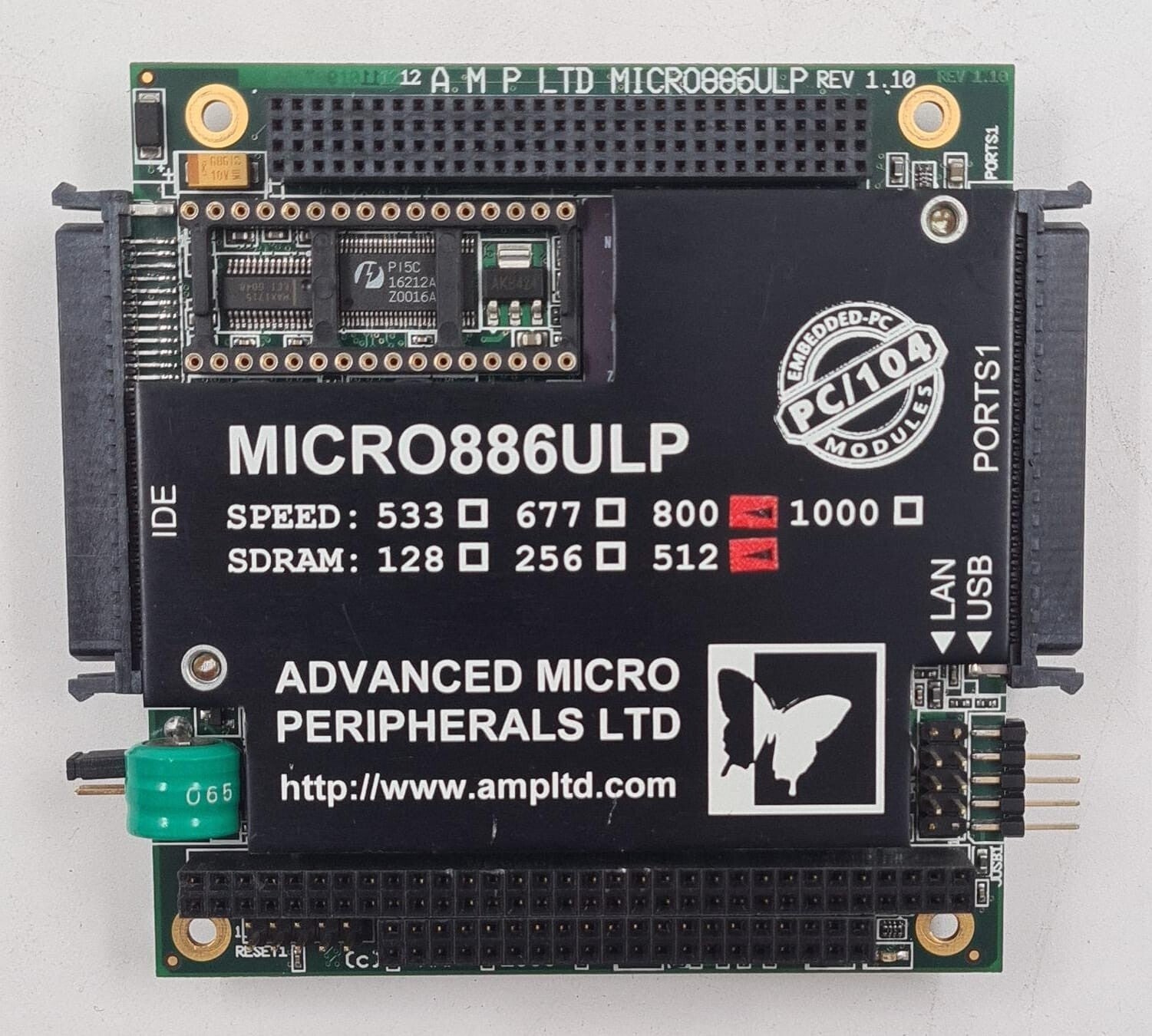 AMP MICRO886ULP ULTRA LOW POWER PC/104 Ethernet Communication Board