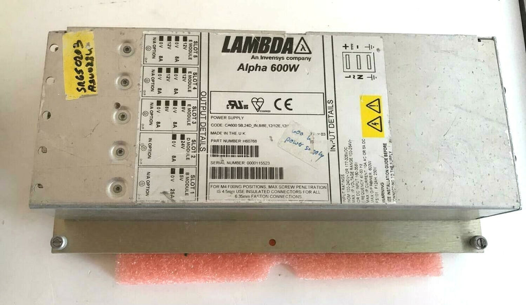 Lambda Invensys Alpha 600W H60768 Modular Power Supply 5-Slots Pcb's Output