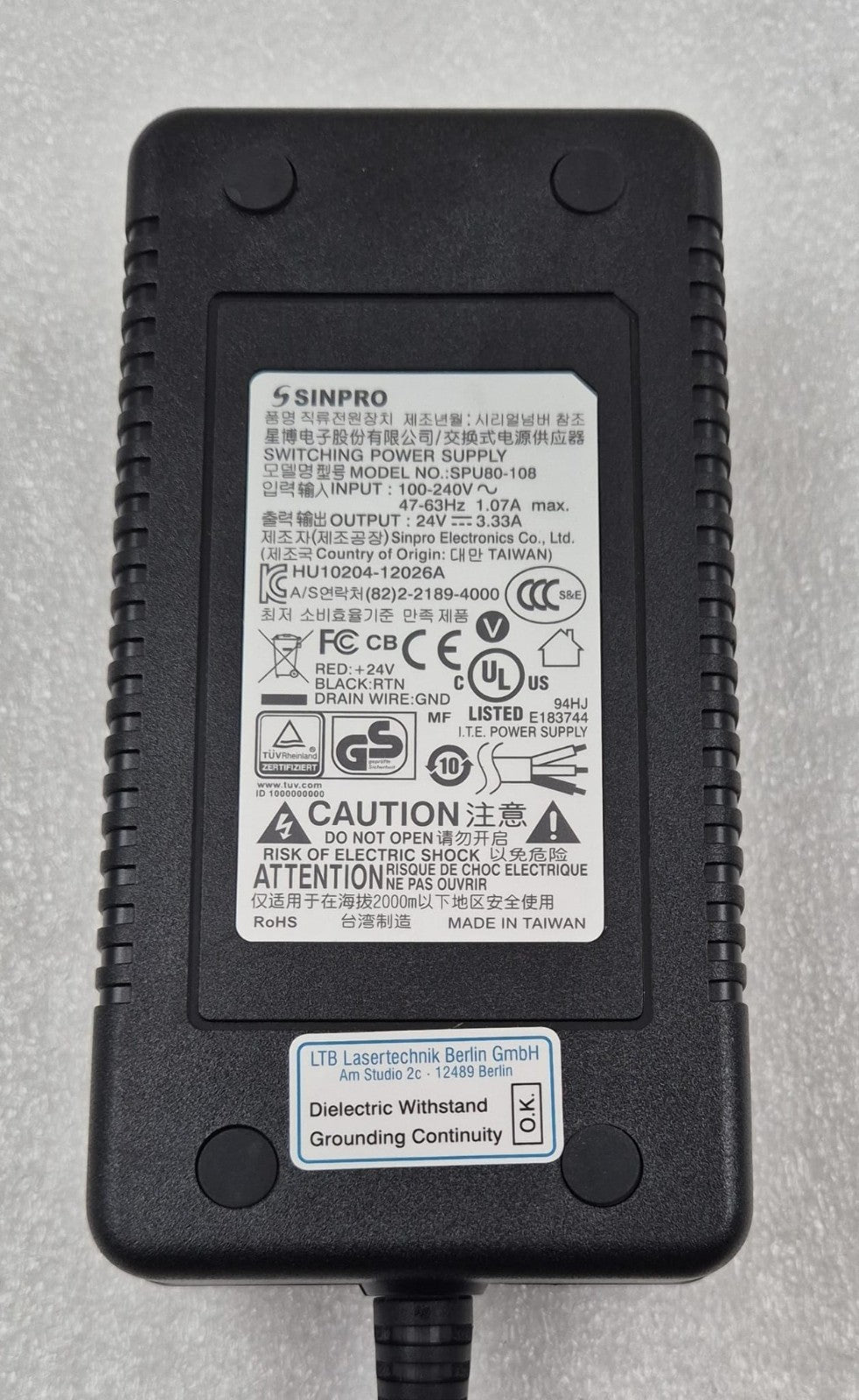 SINPRO Switching Power Supply SPU80-108 Lasernetzteil MNL 100 for Bruker