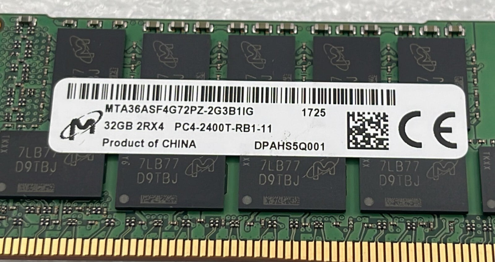 [LOT 2 PCS] MICRON 32GB 2RX4 PC4-2400T-RB1-11 MTA36ASF4G72PZ-2G3B1IG