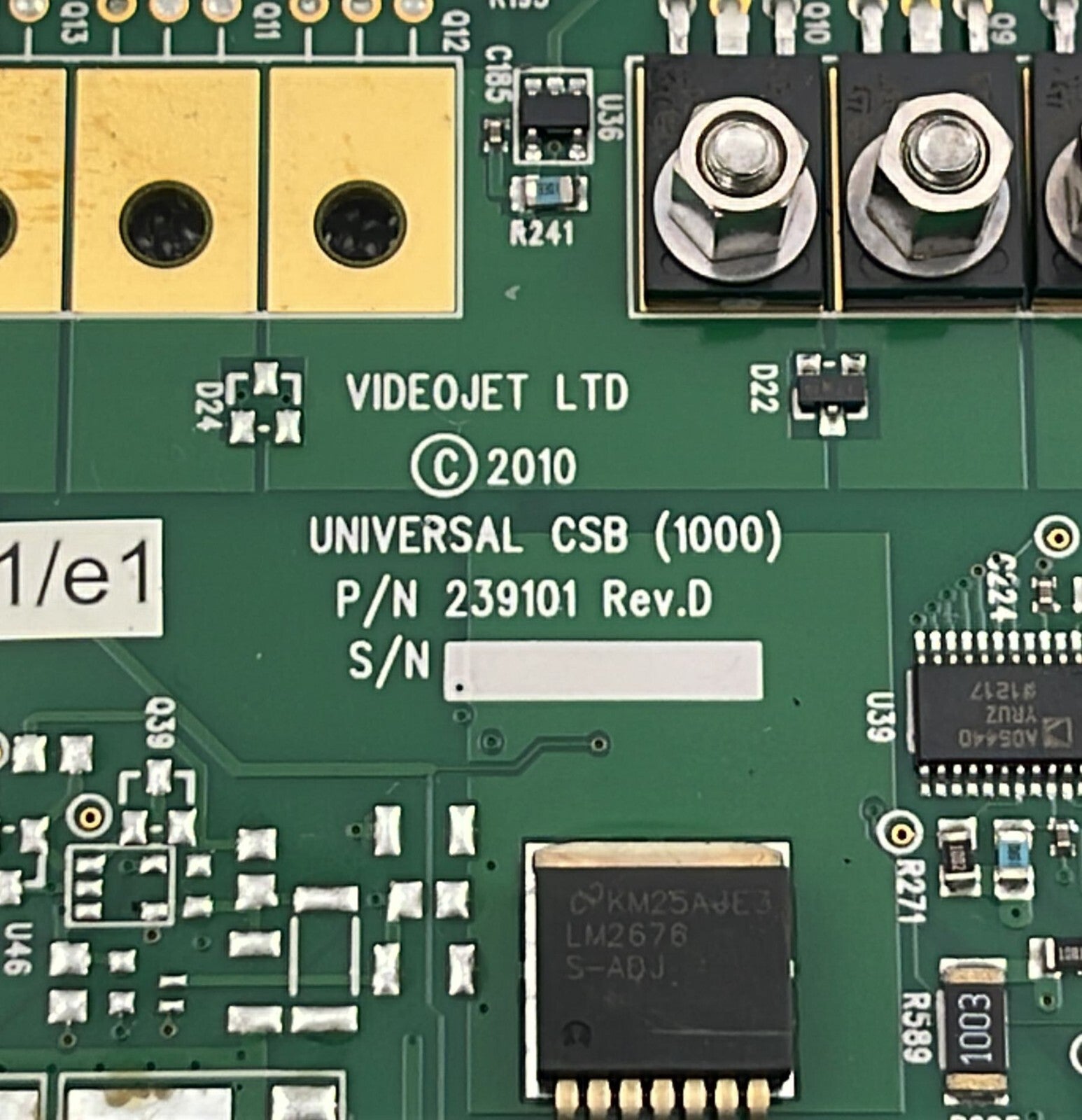 Videojet Universal CSB 239101 Rev D 399595 Rev D9 industrial control system board