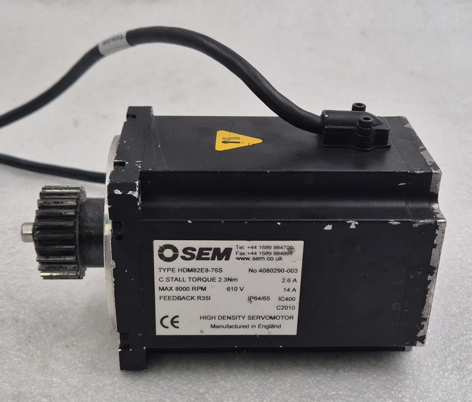 SEM High Density Servomotor HDM82E8-76S Servo Motor 8000 RPM 2.3Nm 610V