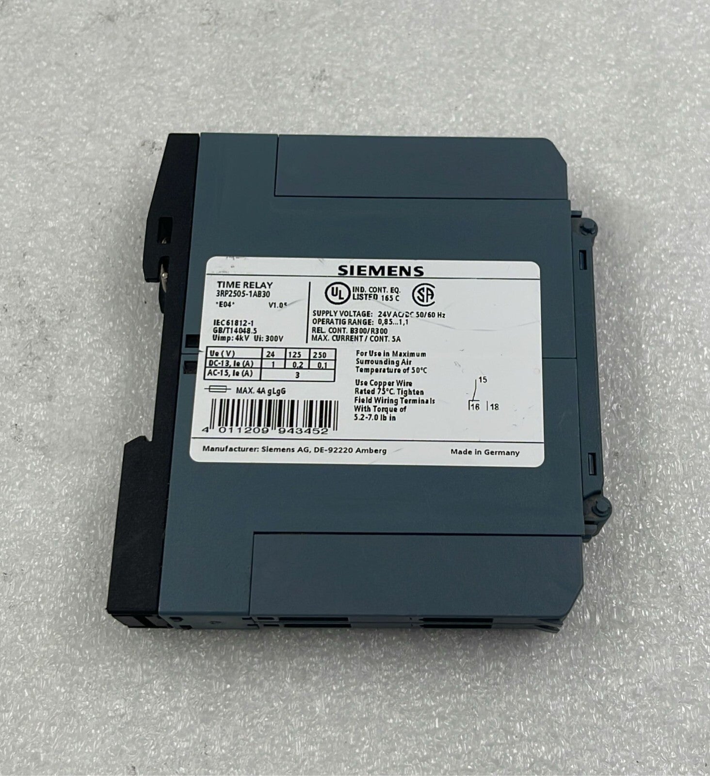 SIEMENS TIME RELAY 3RP2505-1AB30 V1.05