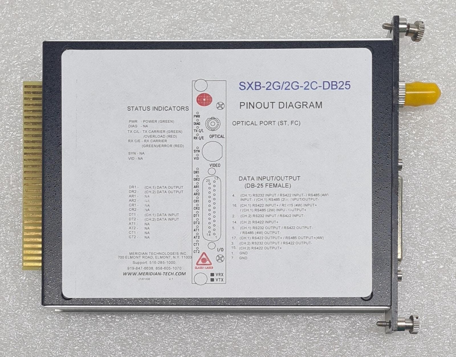 Meridian Technologies SXB-2G/2G-2RC-DB25-ST Fiber-Optic Transmission
