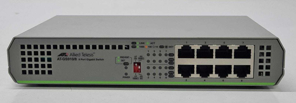 NEW - Allied Telesis AT-GS910/8 8-Port Gigabit Ethernet Switch W/ OEM Power Cord