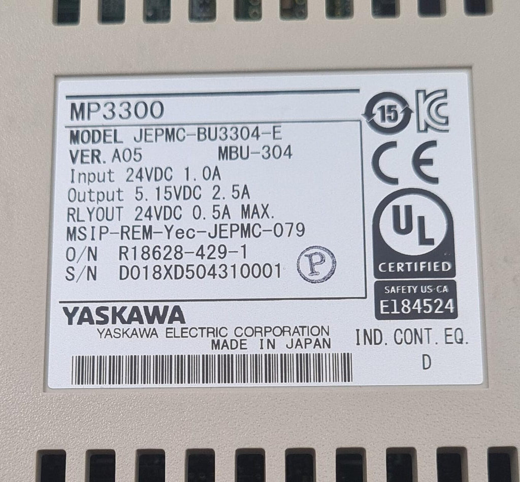 YASKAWA MP3300 MBU-304 MP3300iec JEPMC-BU3304-E VER. A05 PLC Controller
