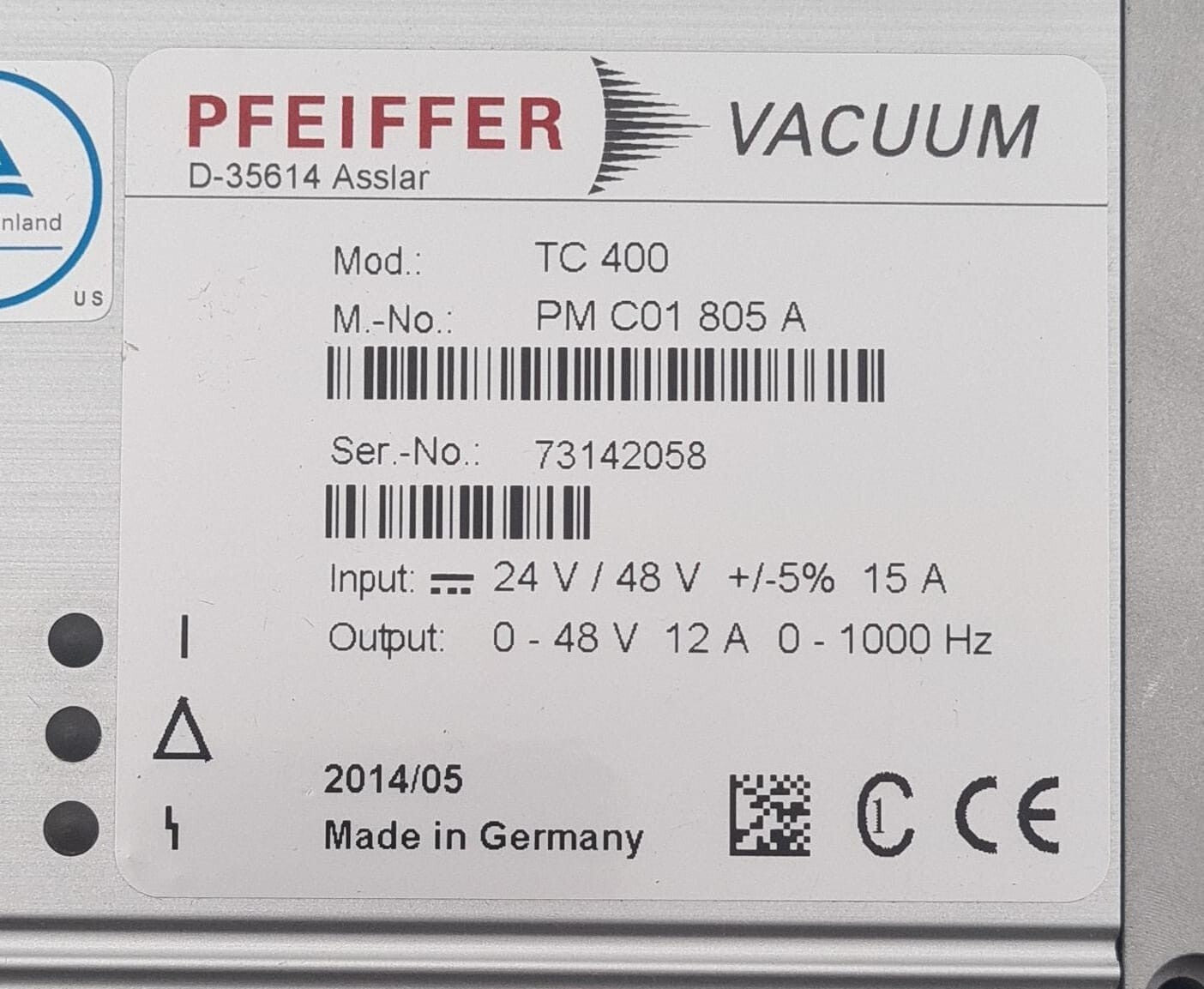 PFEIFFER VACUUM TC400 PM C01 805 A Turbo Pump Controller