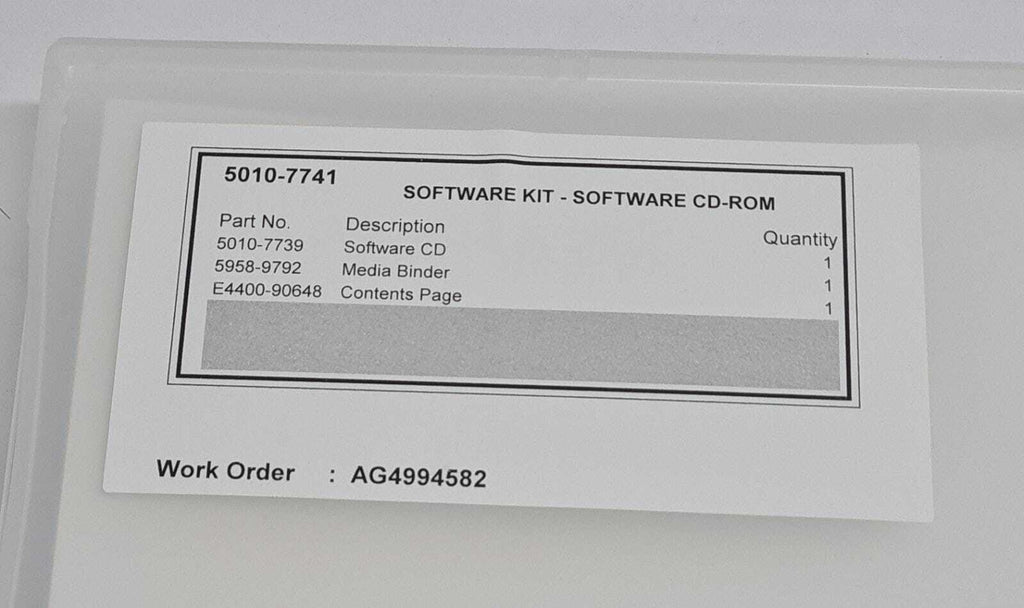 NEW - AGILENT Technologies 5010-7741 SOFTWARE KIT W/ SW CD 5010-7739