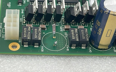 Waters PCB power transistor and capacitor section close-up