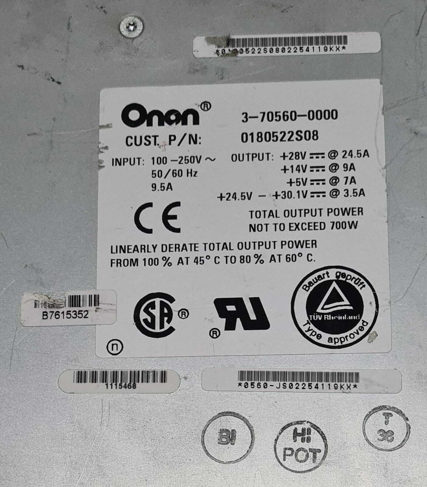 Motorola Quantar Onan 3-70560-0000 Power Supply 100-250V 50/60 Hz