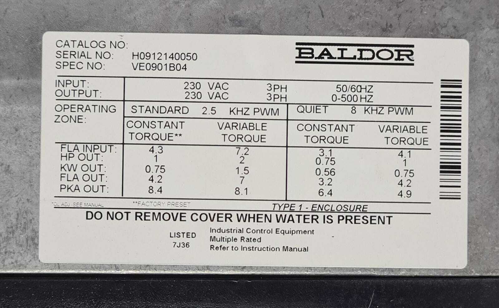 BALDOR INV-SBN 230VAC Inverter Vector Drive Main Motor For HP Indigo CA254-01220
