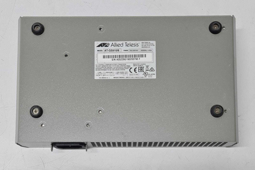 NEW - Allied Telesis AT-GS910/8 8-Port Gigabit Ethernet Switch W/ OEM Power Cord