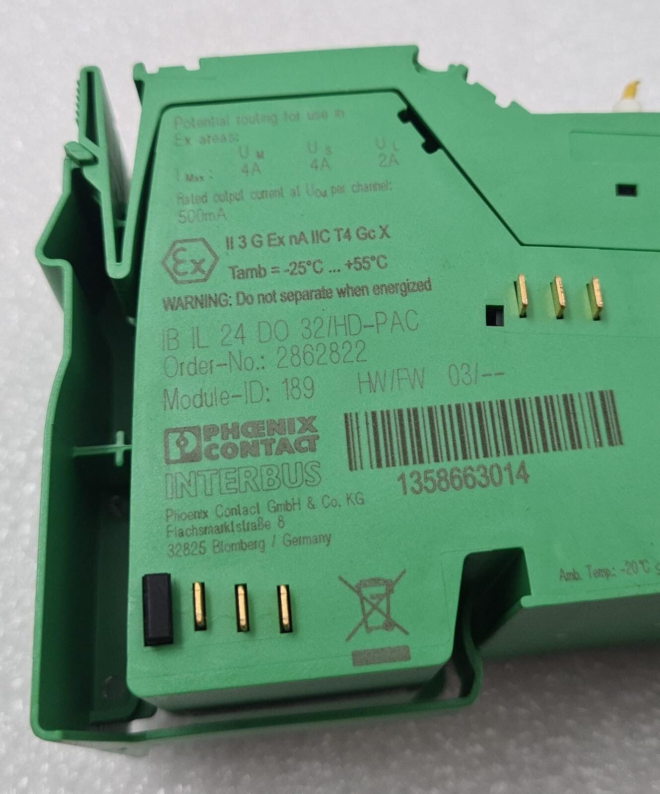 PHOENIX CONTACT INTERBUS IB IL 24 DO 32/HD-PAC 2862822 MODULE-ID: 189