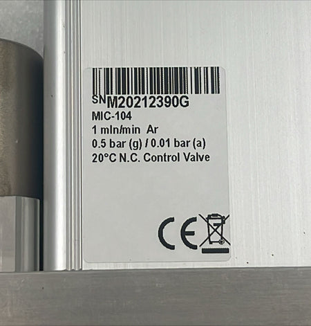 Bronkhorst MIC-104 model label and specifications close-up