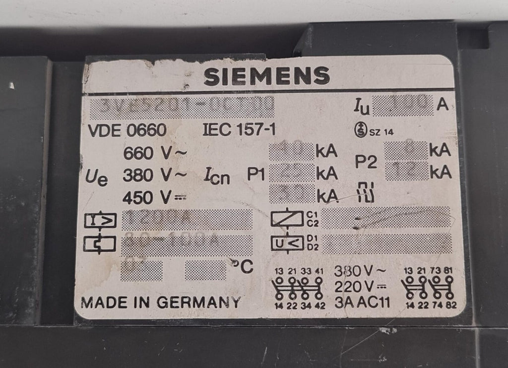 SIEMENS 3VE5 3VE5201-0CT00 VDE 0660 IEC 157-1 CIRCUIT BREAKER