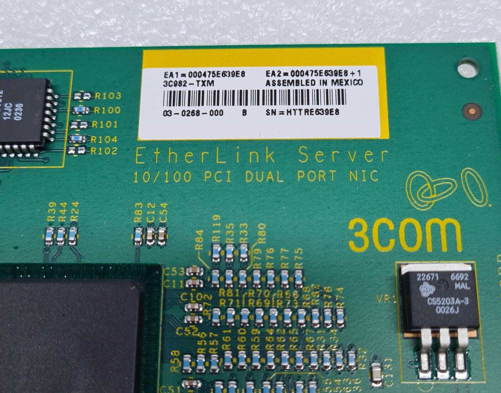 3COM 3C982-TXM EtherLINK server PCI dual port 10/100 Ethernet NIC network adapter card