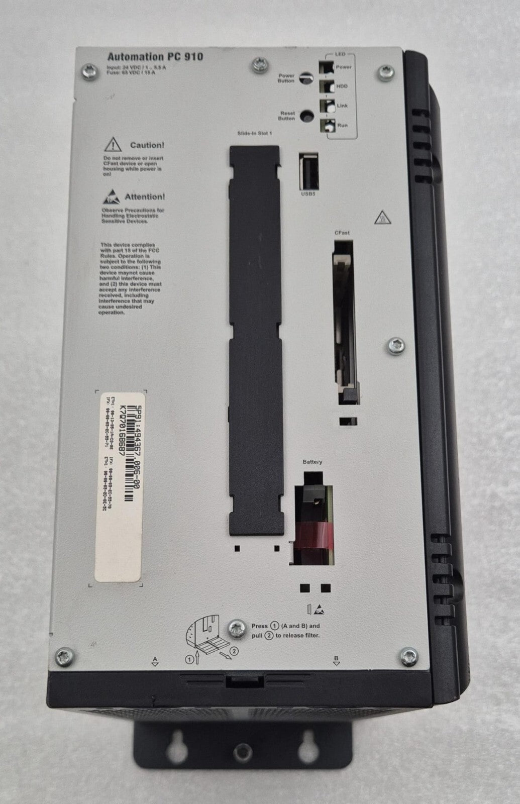 B&R Automation PC 910 5PC910.SX02-00 G5 5P91 494367 Industrial Computer *AS-IS*