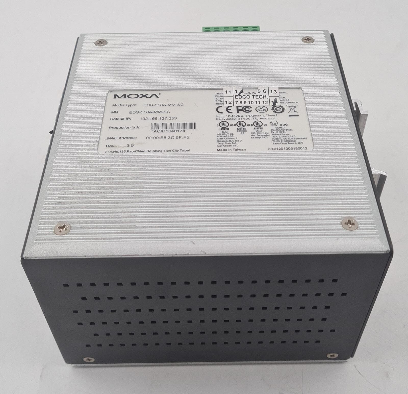 MOXA Turbo Chain EDS-518A-MM-SC Ethernet Industrial Switch 1201005180012