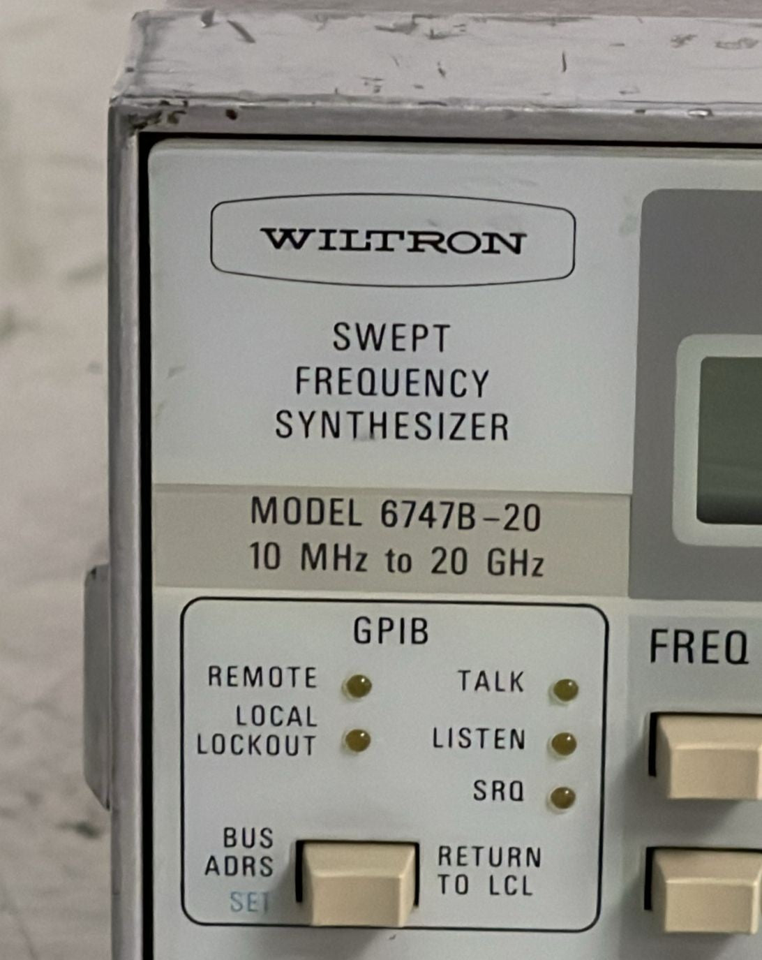 Wiltron Model 6747B-20 Swept Frequency Synthesizer 10MHz 20GHz