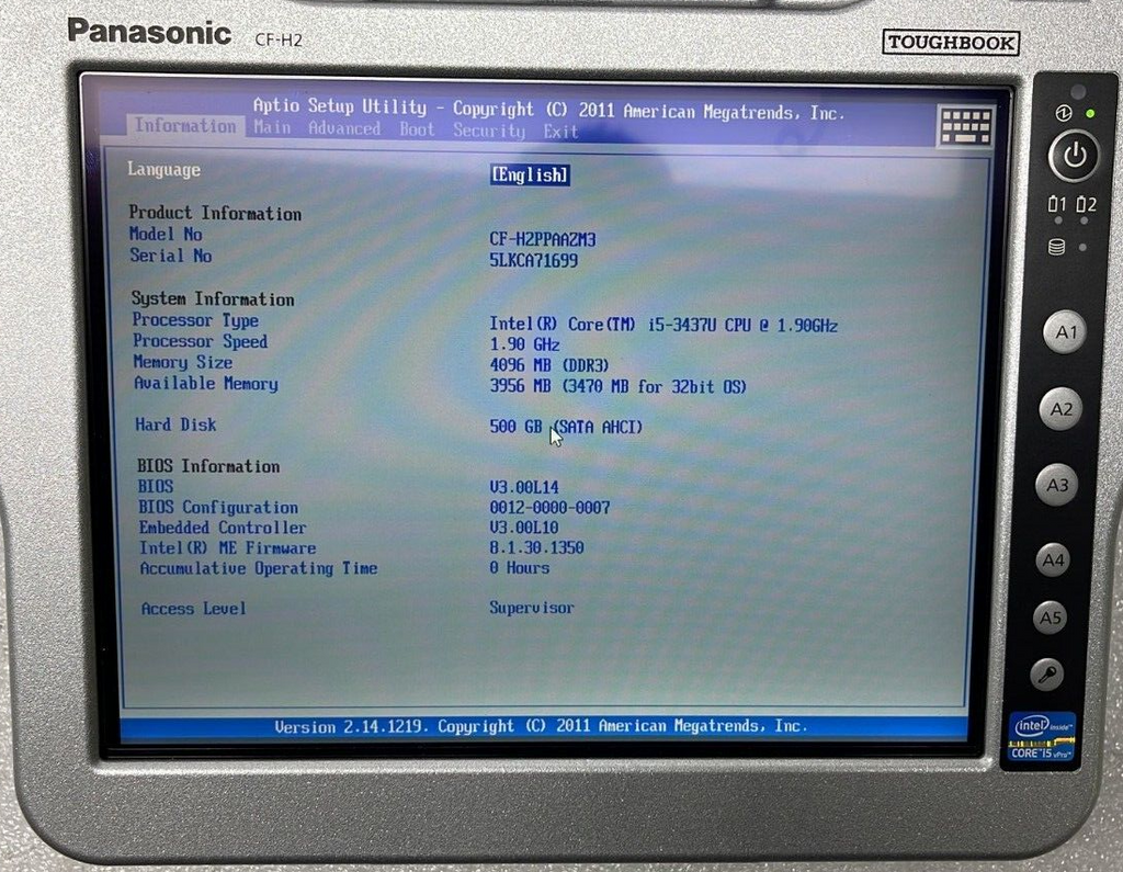 NEW SET - PANASONIC TOUGHBOOK CF-H2 CF-H2PPAAZM3 W/ CORE i5