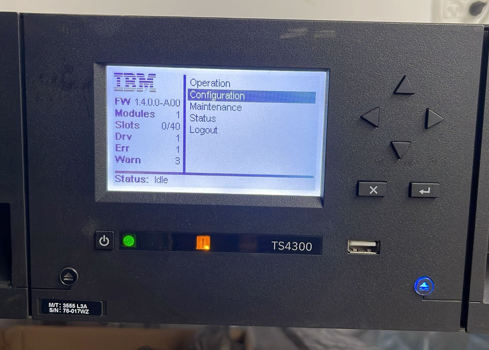 IBM 3555-L3A TS4300 Tape Library Base Unit  **AS IS