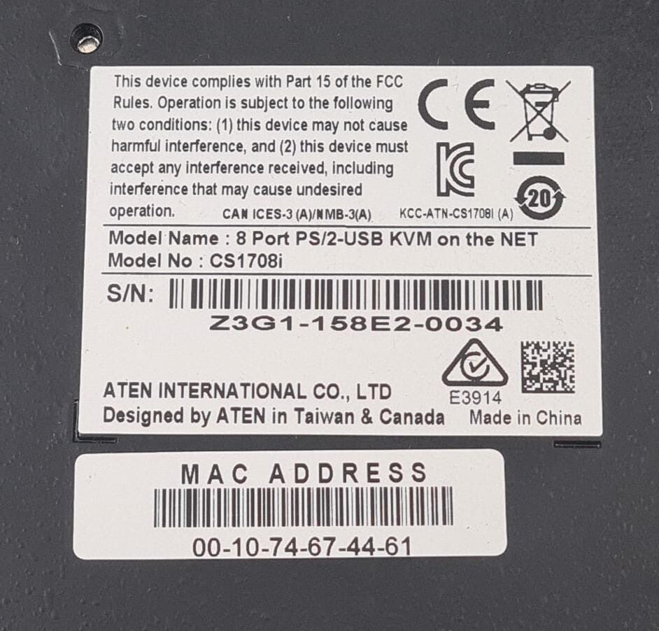 ATEN MASTER VIEW 8-PORT PS/2-USB KVM ip on the NET CS1708i KVMP Switch **AS-IS**