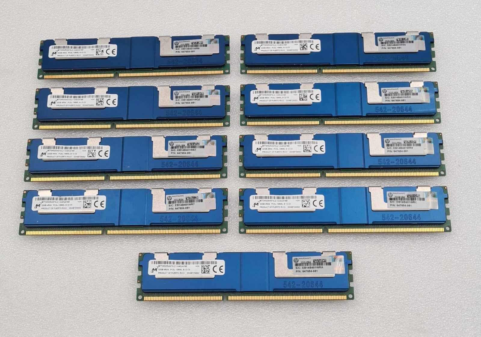 [LOT 9] Micron 32GB 4RX4 PC3L-10600L MT72KSZS4G72LZ-1G4E2A7BE SERVER MEMORY RAM
