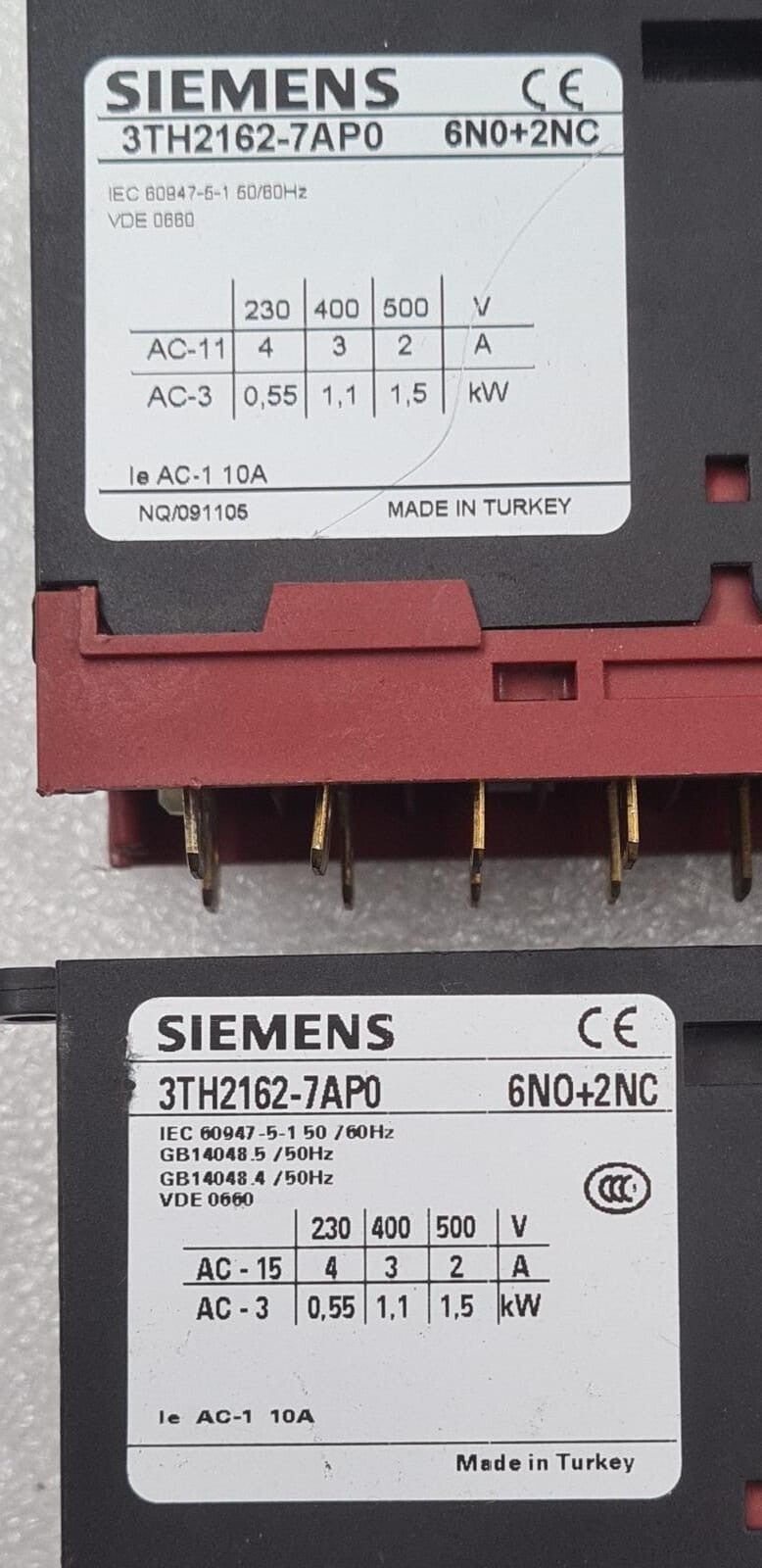 [LOT 3] SIEMENS 3TH2162-7AP0 62E 3TH21 6NO+2NC Control Relay 4A 230V 18-pins