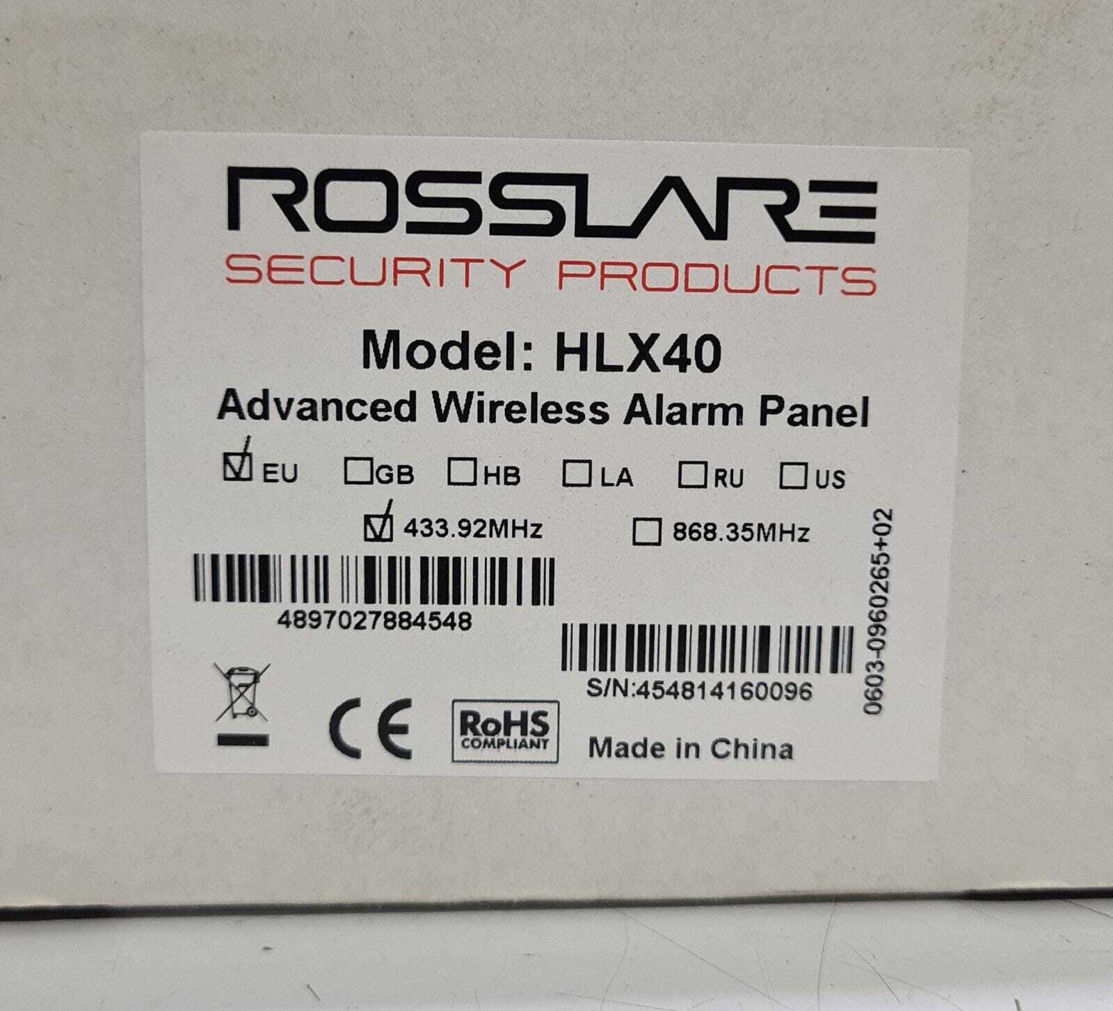 ROSSLARE SECURITY HOME LOGIX HLX40 Advanced Wireless Alarm Panel HLX-40GE