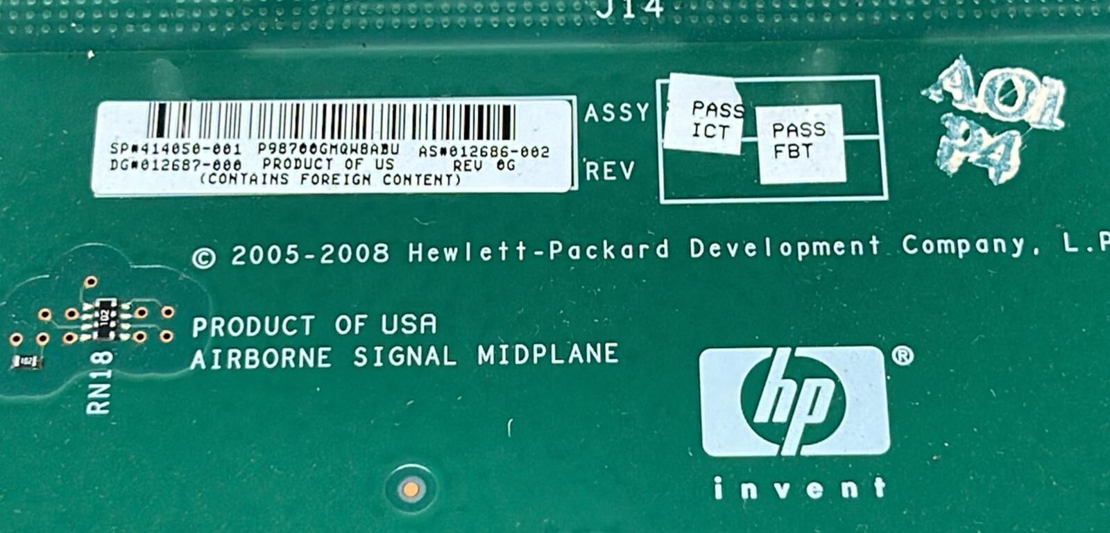 HP 4K0865 414050-001 012686-002 Middle Backplane Assembly Board