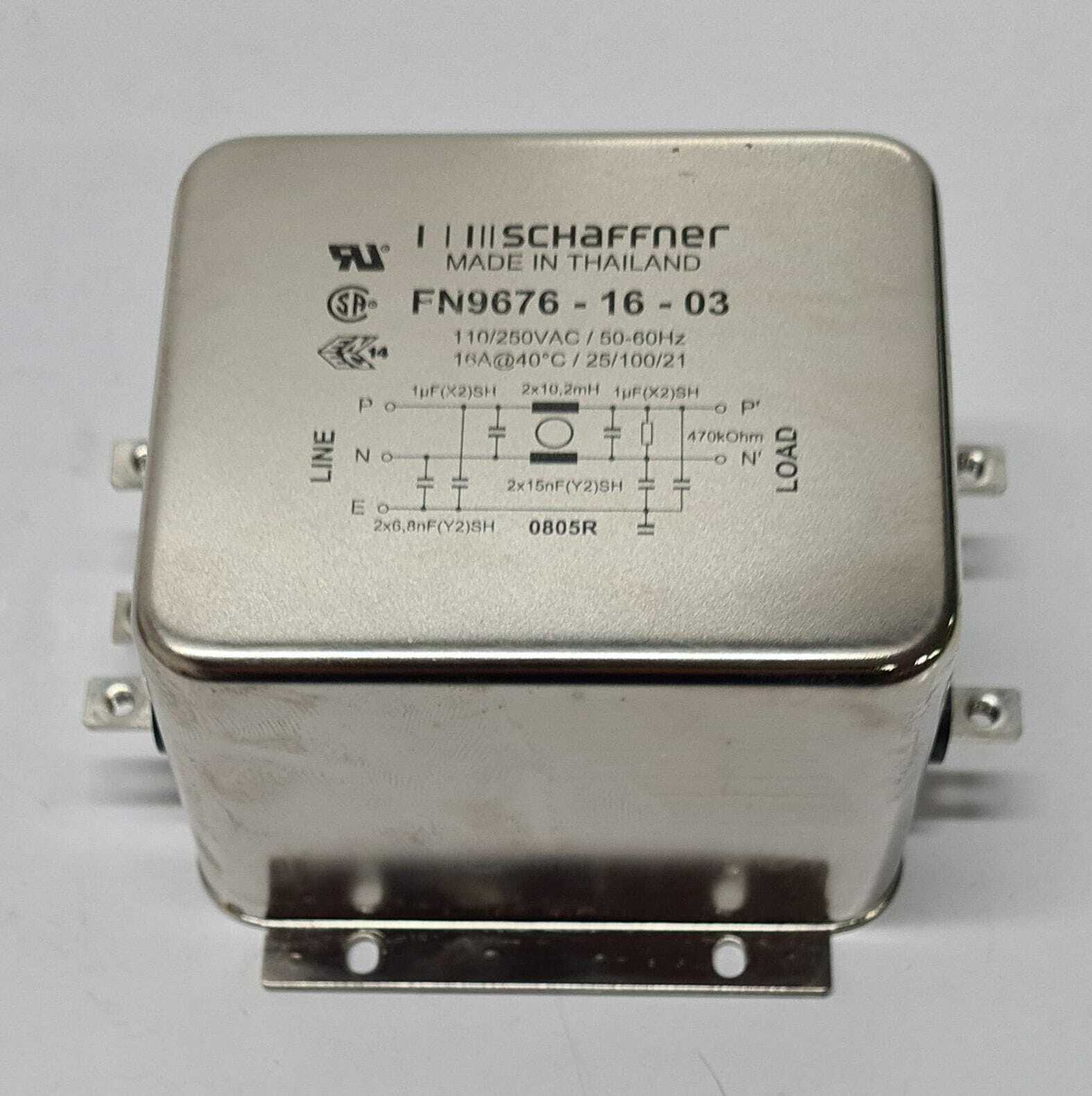 Schaffner FN 9676-16-03 Power Line Filter 50-60 Hz 110A 250VAC Faston Flan