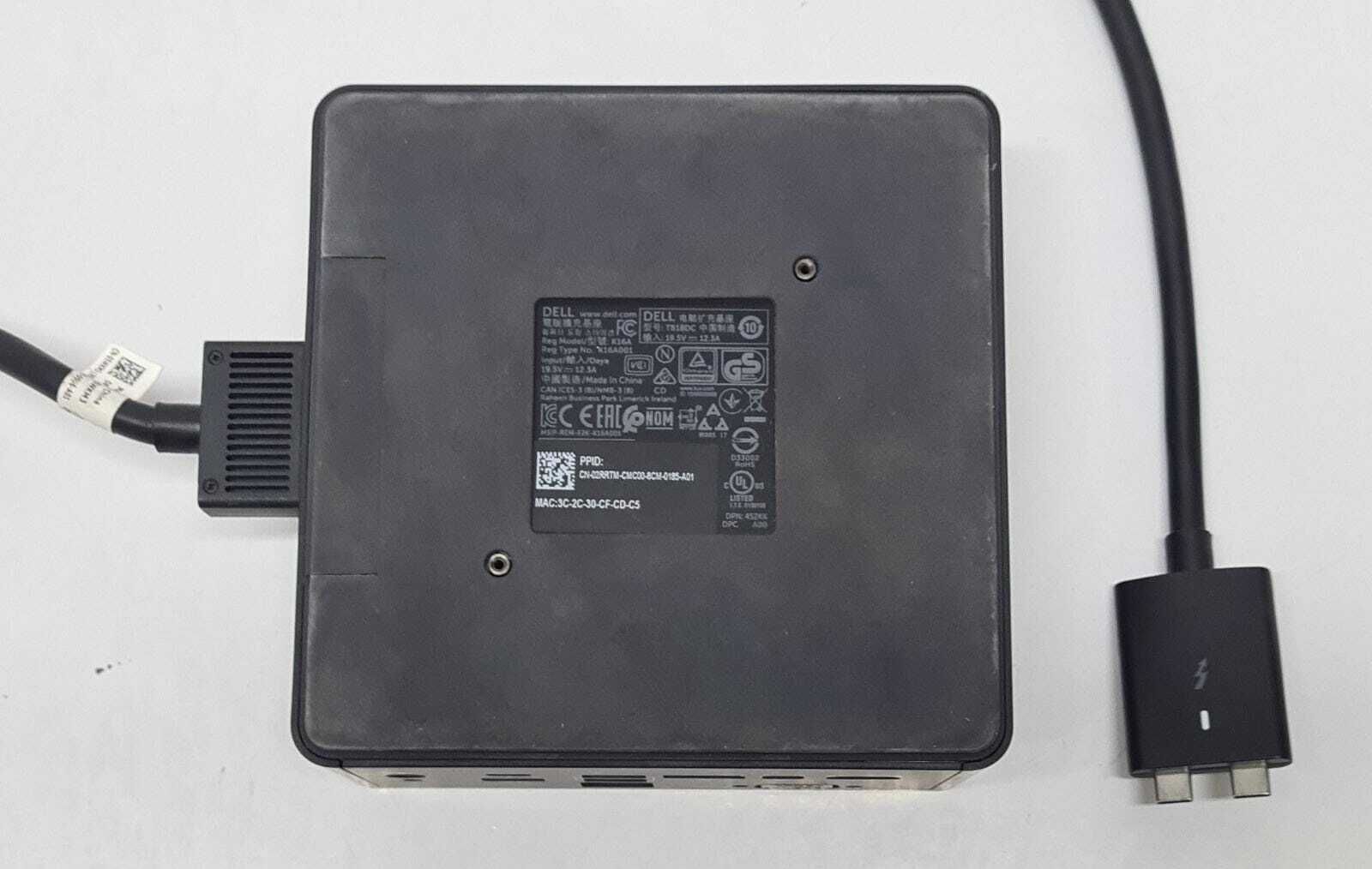 Dell Thunderbolt TB18DC K16A DUAL USB-C 19.5V 12.3A Docking Station