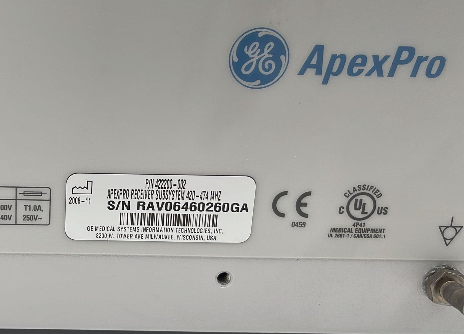 APEXPRO RECEIVER SUBSYSTEM 420-474Mhz GE Medical Systems 422200-002