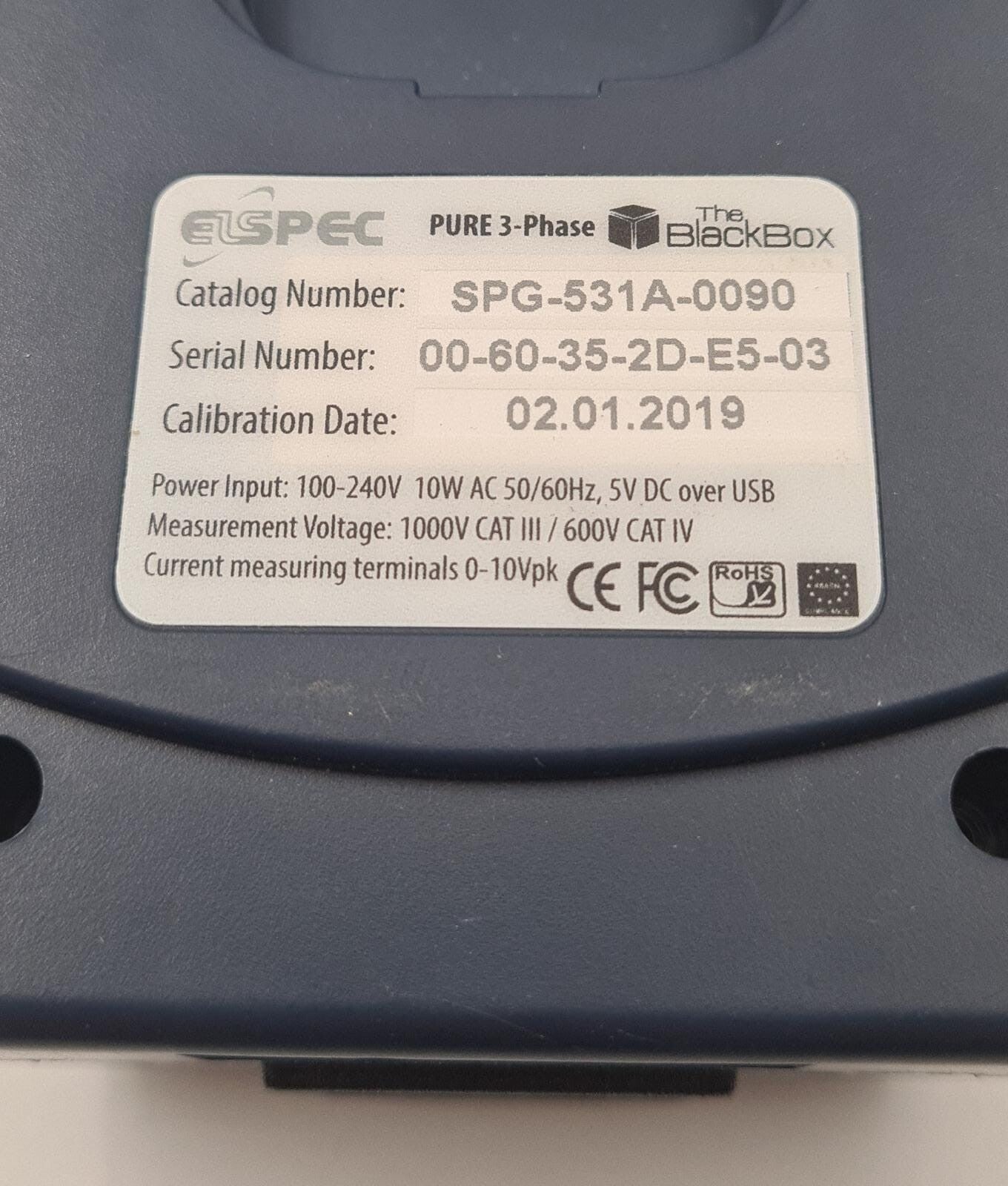 ELSPEC PURE 3-Phase SPG-531A-0090 BLACKBOX Handheld Power Quality Analyzer