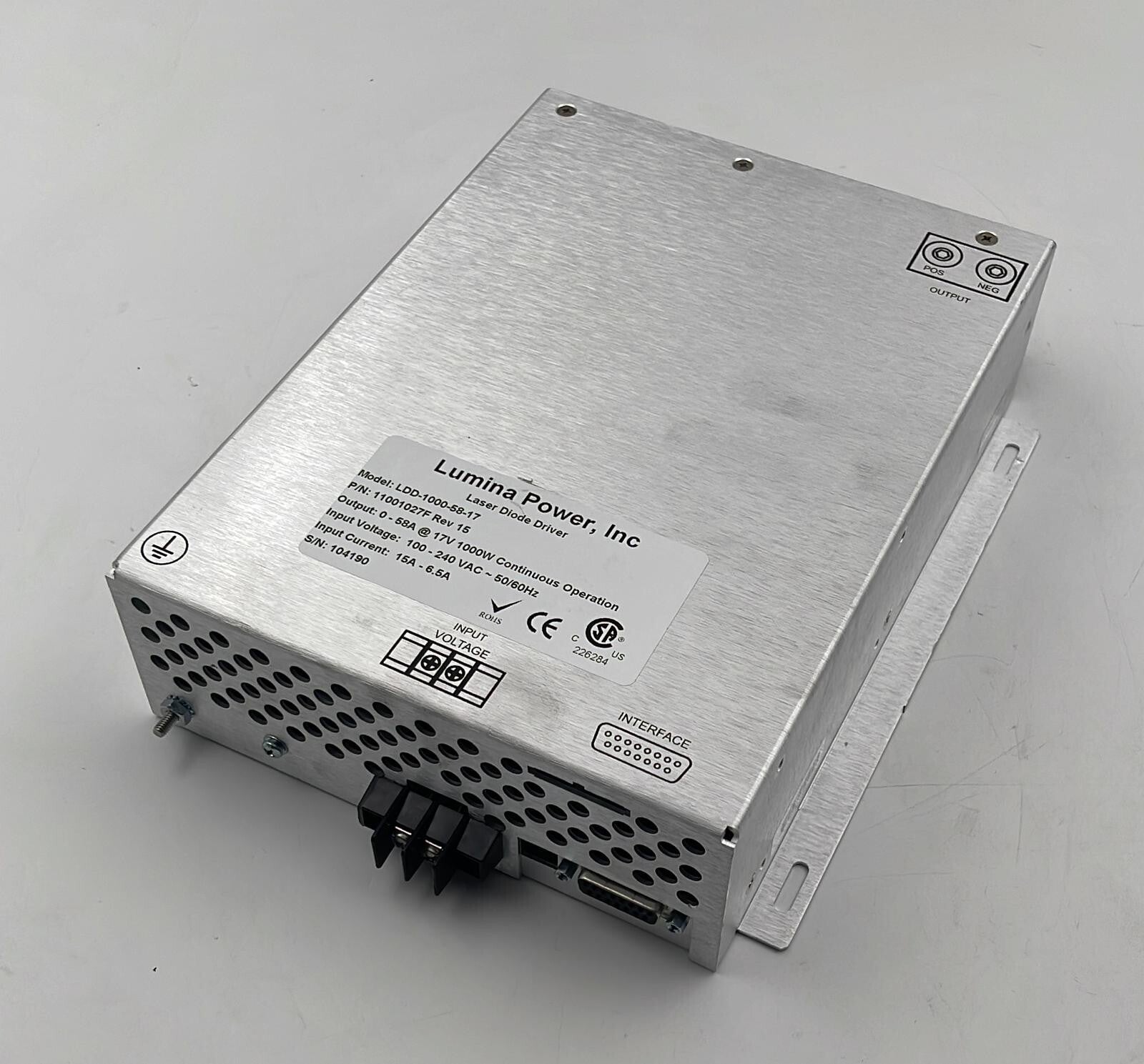 Lumina Power LDD-1000-58-17 Laser Diode Drive 11001027F REV 15