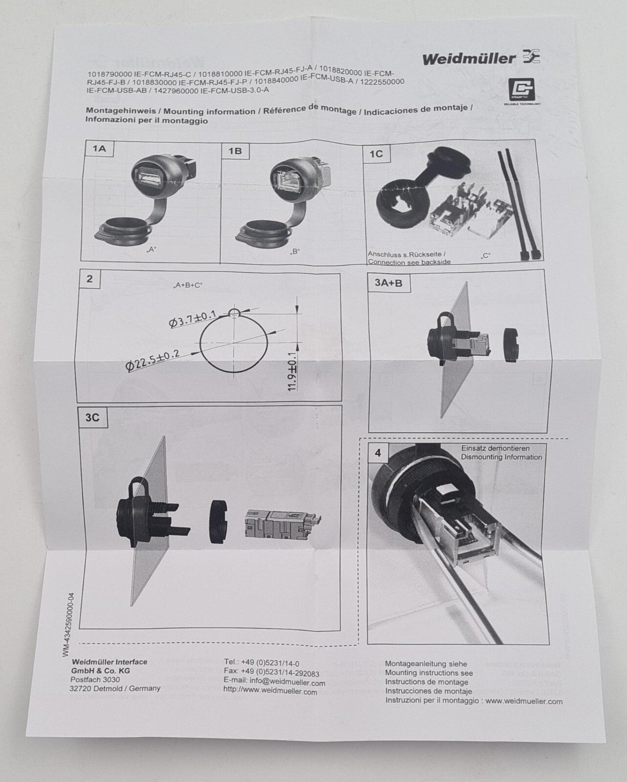 [LOT OF 5] NEW - Weidmuller Coupler Converter IE-FCM-RJ45-C 1018790000