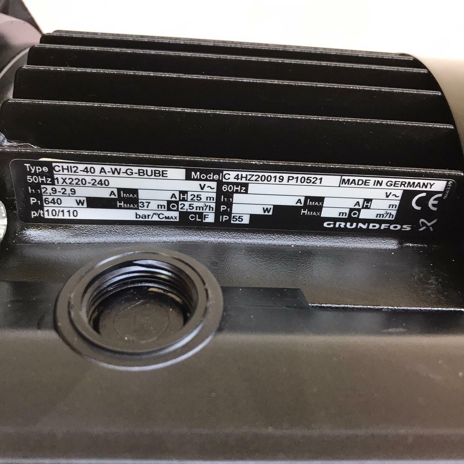 Grundfos CHI2-40 A-W-G-BUBE Multipurpose SS Pump 220/240VAC C-4HZ20019 P10521