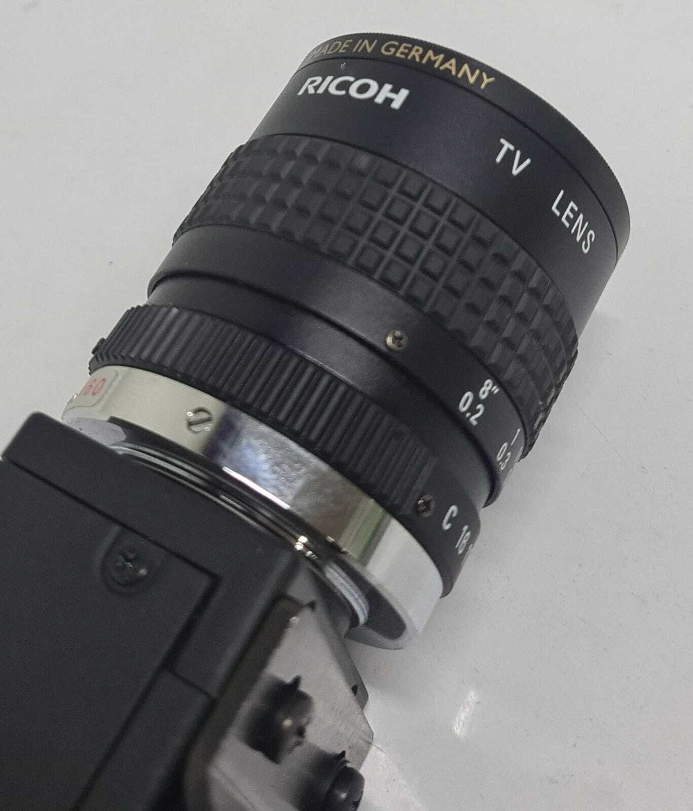 JAI CV-A50 CCD Monochrome Camera 12V W/ RICOH TV Lens 6mm 1:1.2 & 15 pin Adapter